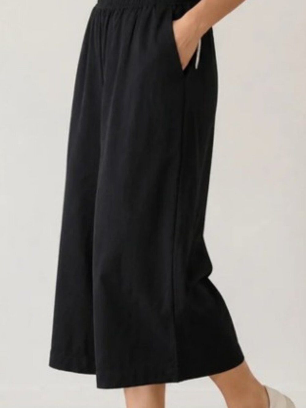 Reitmans wide leg cropped pique knit pants black women's size L NWT - Picture 2 of 6